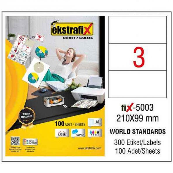 Ekstrafix A4 Etiket 100Lü 210X99