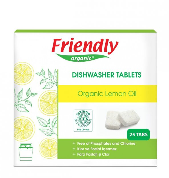 Friendly Organic Bulaşık Makinesi 25 Tablet Limon Deterjan