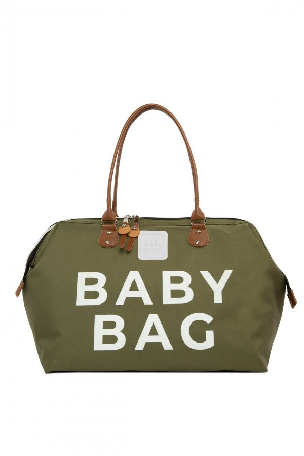 Bagmori Haki Baby Bag Baskılı Bebek Bakım Çantası