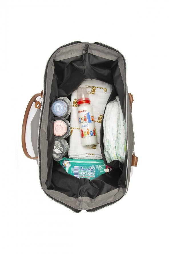 Bagmori Gri Baby Bag Baskılı Bebek Bakım Çantası - 5