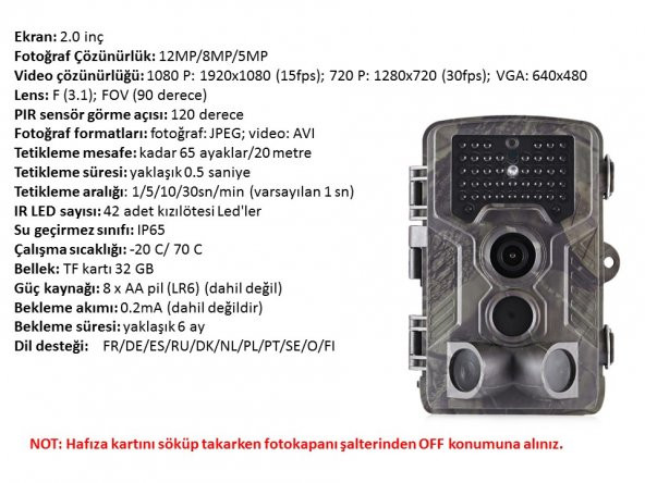 Fotokapan PIR Sensörlü Kamuflaj Kamera - 10