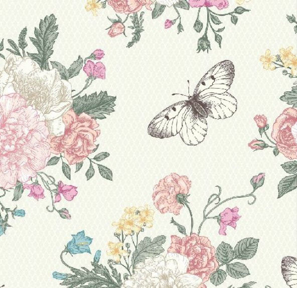 Floral Collection 5026 Kelebek Görünümlü Duvar Kağıdı