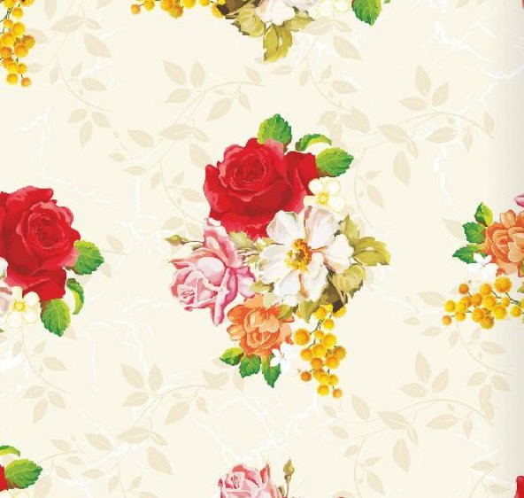 Floral Collection 5096 Kırmızı Gül Desenli Duvar Kağıdı