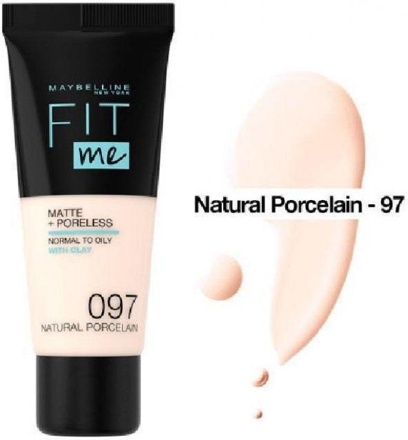 Maybellıne Fıt Me Matte Poreless Fondöten 97 Natural Porcelaın - 2