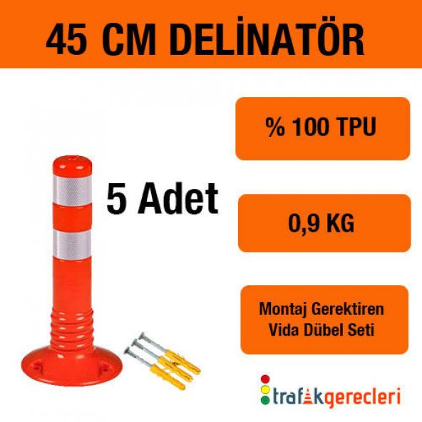ESNEK ŞERİT AYIRICI DELİNATÖR 45 CM (5 ADET) - 1