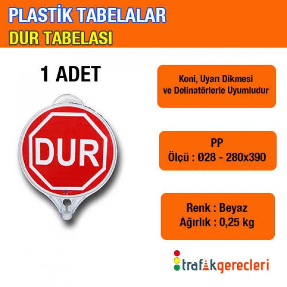 PLASTİK TABELA - DUR TABELASI (1 ADET)