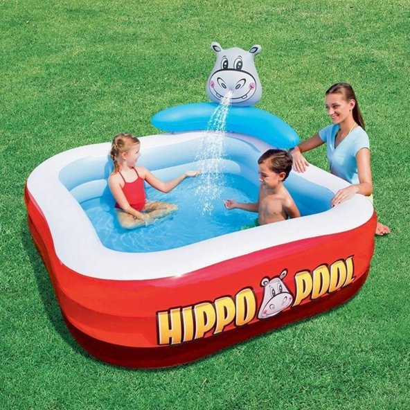Hippo Su Aygırı Fıskiyeli Şişme Çocuk Aile Havuz 201x201x91