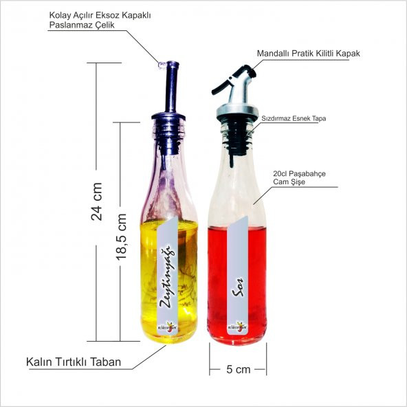 Restaurant Cafe Bar Malzemeleri 2 li Set Kapaklı Tapalı Cam Zeytinyağlık Sosluk Sirkelik Limonluk - 2