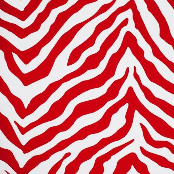 Piya More 2205 Kırmızı Beyaz Zebra Desenli Duvar Kağıdı