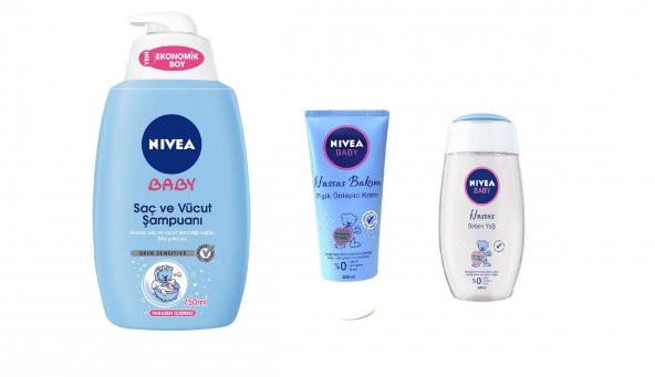 Nivea Baby Saç Ve Vücut Şampuanı + Pişik Önleyici Kremi 100ML + Bebek Yağı 200ML