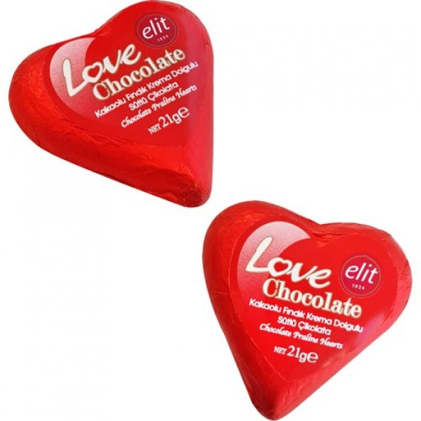 Happyland Sevgiliye Kalp Sütlü Çikolata 21gr 2 AdetKırmızı