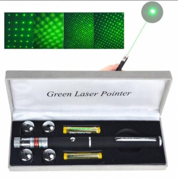 5 Kafalı Kalem Görünümlü Yeşil Lazer Pointer 3000 Mw 15 km Etkili