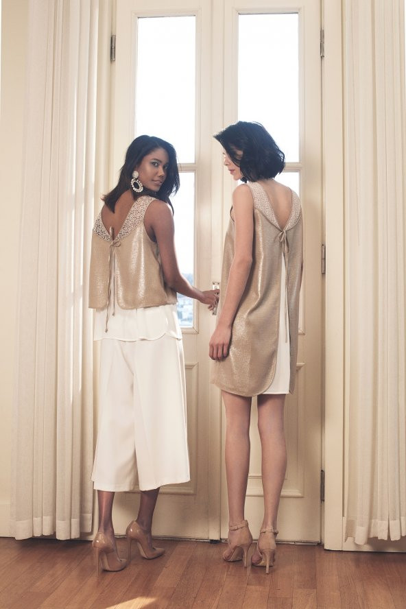 KASHA YANI ŞERİTLİ BOL PAÇA BAYAN PANTOLON - 19YP046 KEMİK - 6