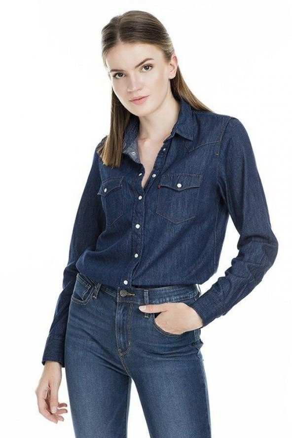 LEVİS BAYAN KOT GÖMLEK MAVİ 58930-0007 - 5