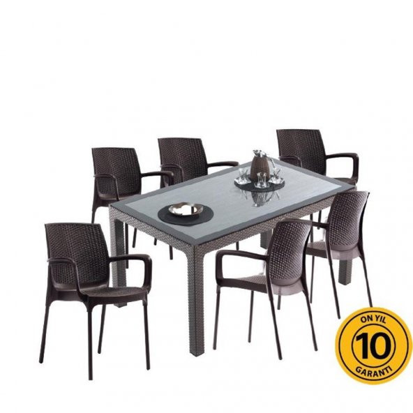 Novussi Classi Sunset Rattan Masa Takımı 90x150 Camlı - 1