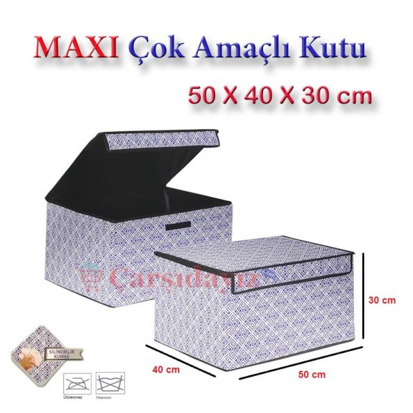 Anka Maxi Çok Amaçlı Katlanabilir Kutu Hurç 50x40x30cm