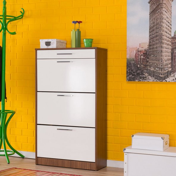 Adore Flat Düşer Kapaklı Çekmeceli Ayakkabılık - Noce - Lake Beyaz - 4