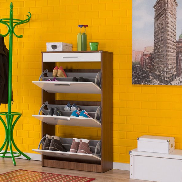 Adore Flat Düşer Kapaklı Çekmeceli Ayakkabılık - Noce - Lake Beyaz - 5