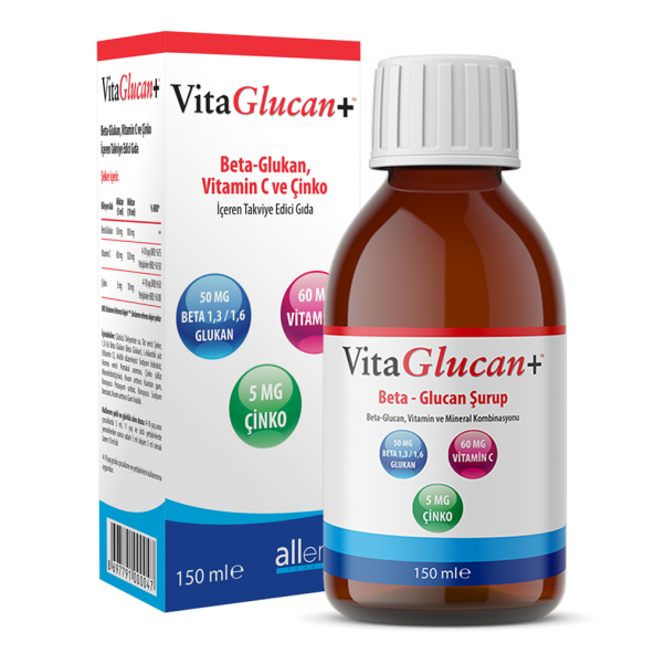 VitaGlucan+ 150 ml Şurup | Beta Glucan + Vitamin C + Çinko | SKT: 03/2023