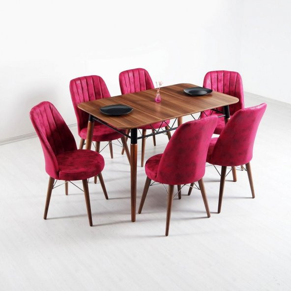 Evform Yakut 6 Sandalyeli Mutfak Masası Salon Yemek Masa Takımı
