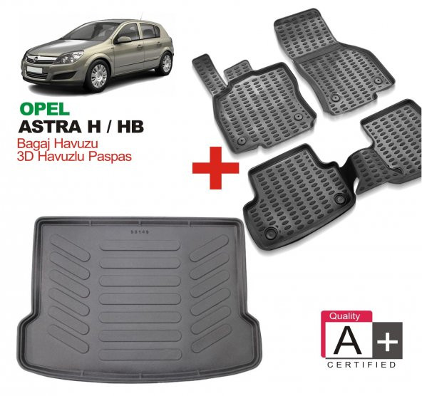 Opel Astra H HB 3D Havuzlu Oto Paspas ve Bagaj Havuzu