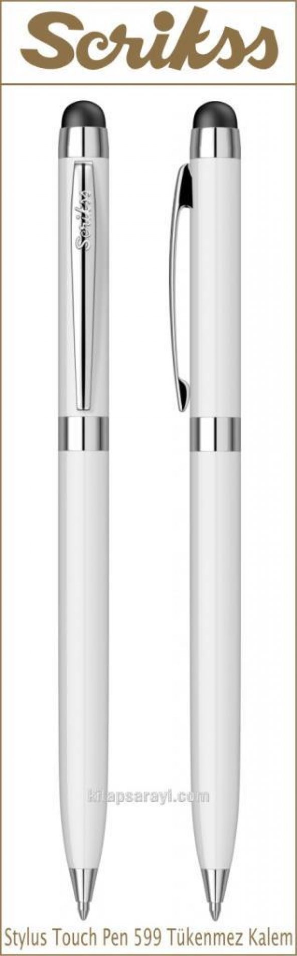 Scrikss Stylus Touch Pen 599 Beyaz Tükenmez Kalem