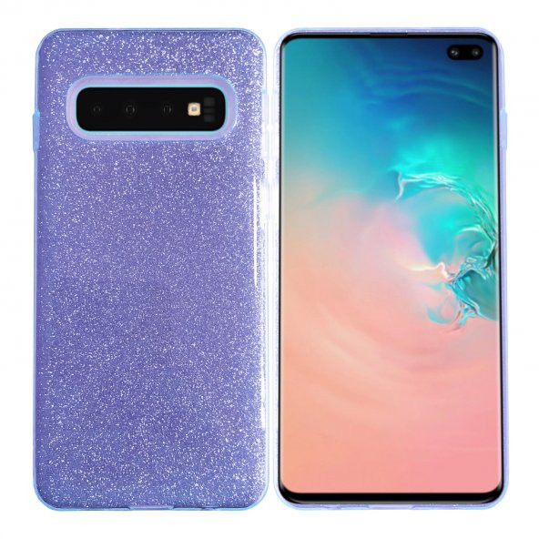 Samsung S10 (G973) 3in1 Simli Silikon Arka Kapak Mor - 3