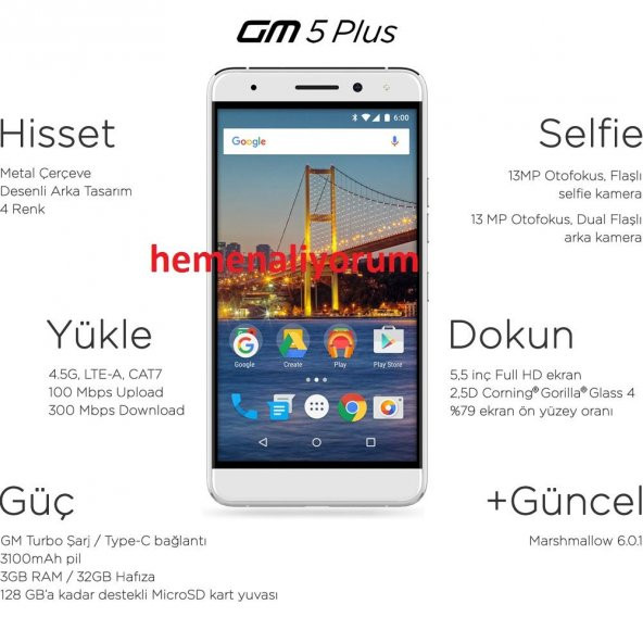 General Mobile Gm 5 Plus Gold Tek Hat Aynı Gün Kargo - 2
