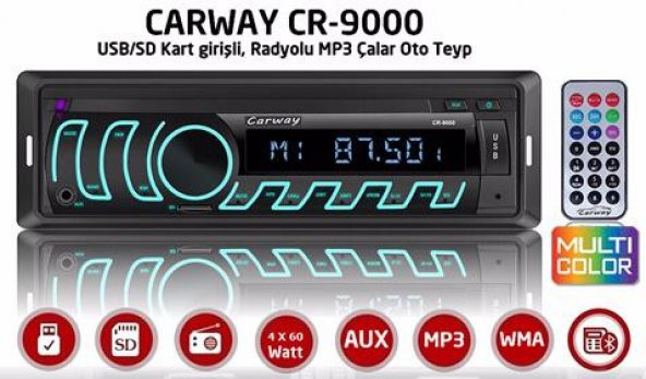 CARWAY CR-9000 BLUETOOTH,FM/SD/ USB OTO TEYP