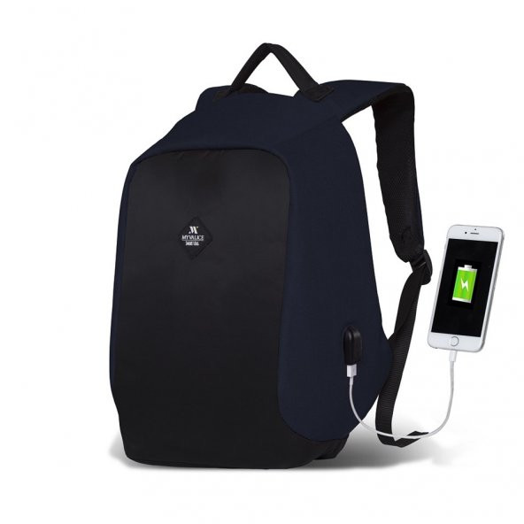 My Valice Smart Bag SECRET Usb Şarj Girişli Akıllı Sırt Çantası Lacivert