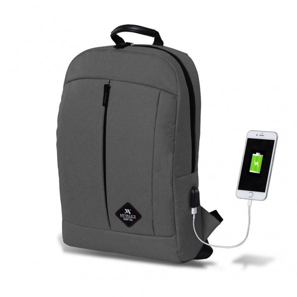 My Valice Smart Bag GALAXY Usb Şarj Girişli Notebook Sırt Çantası Gri