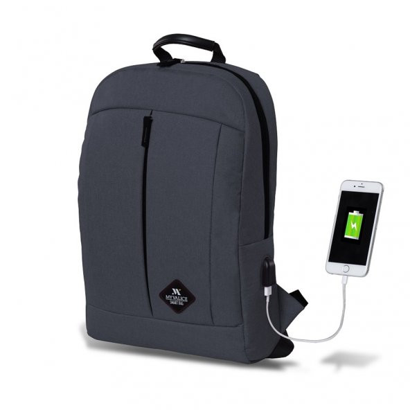 My Valice Smart Bag GALAXY Usb Şarj Girişli Notebook Sırt Çantası Füme