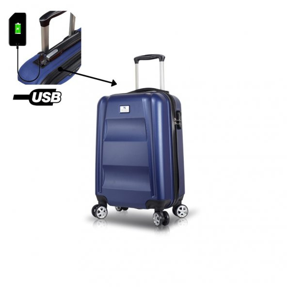 My Valice Smart Bag Exclusive Usb Şarj Girişli Kabin Boy Valiz Lacivert - 6