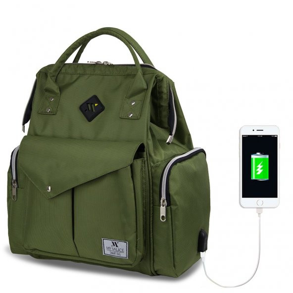 My Valice Smart Bag Happy Mom Usbli Anne Bebek Bakım ve Sırt Çantası Yeşil - 2