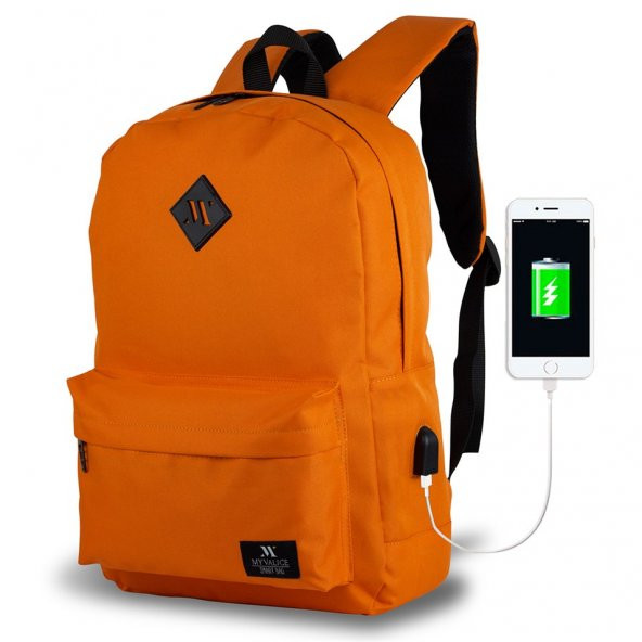 My Valice Smart Bag SPECTA Usb Şarj Girişli Akıllı Sırt Çantası Turuncu