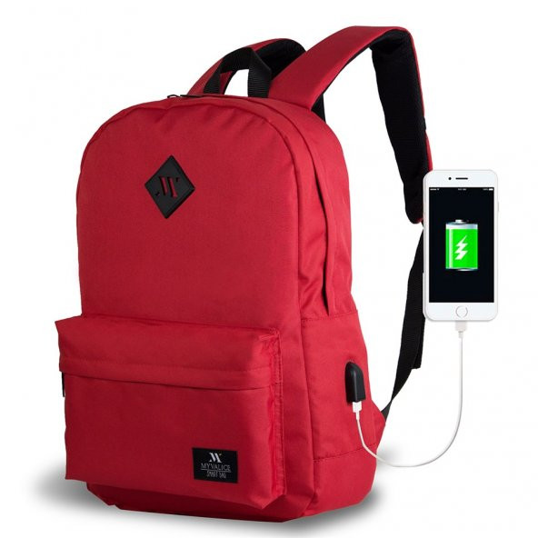 My Valice Smart Bag SPECTA Usb Şarj Girişli Akıllı Sırt Çantası Kırmızı