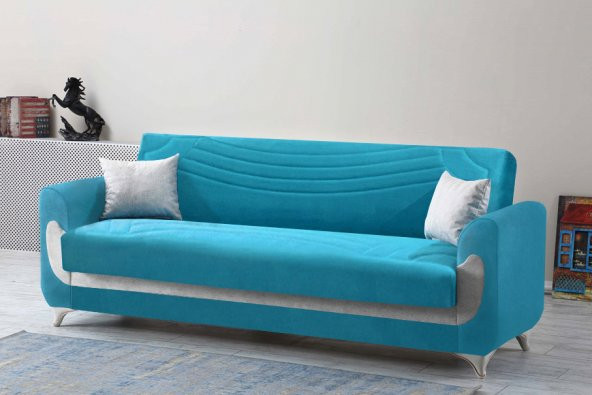 Kardelen Modern Kanepe - Turkuaz (Sandıklı ve Yataklı) - 1