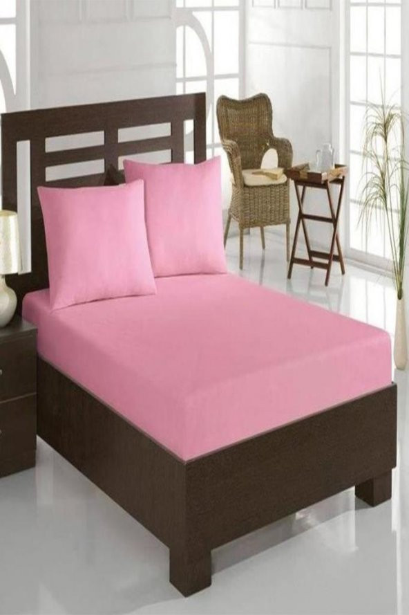 Penye Tek Kişilik Lastikli Çarşaf Pembe - 2