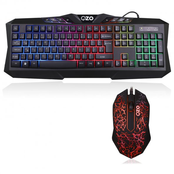 OZO Rainbow S800 Oyuncu Işıklı Klavye ve Mouse Set