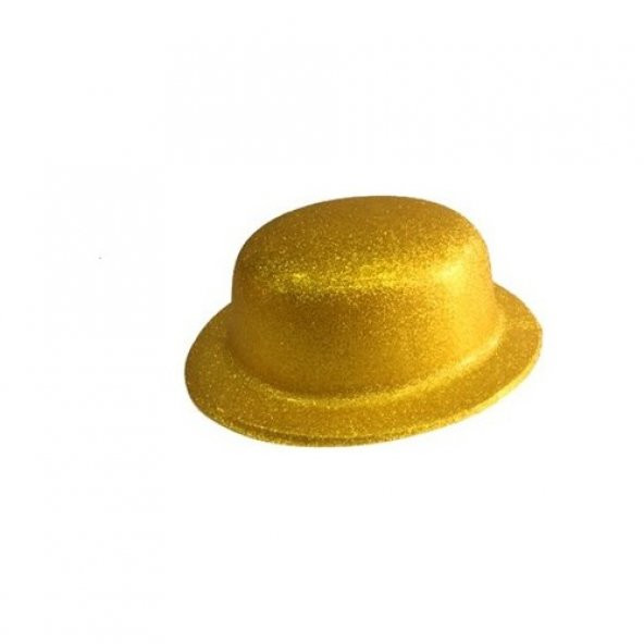 Simli Plastik Parti Şapkası Sarı