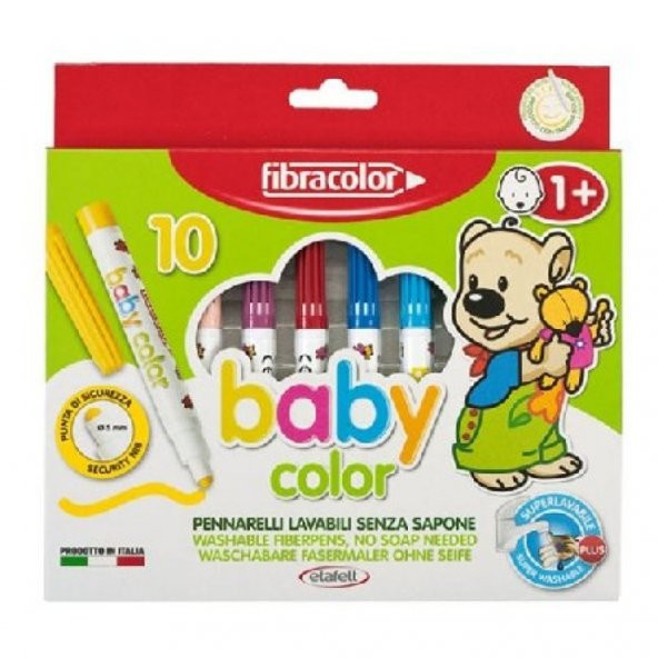 Fibracolor Baby Color Keçeli Kalem 10 Renk +1 Yaş Tan İtibaren Ku
