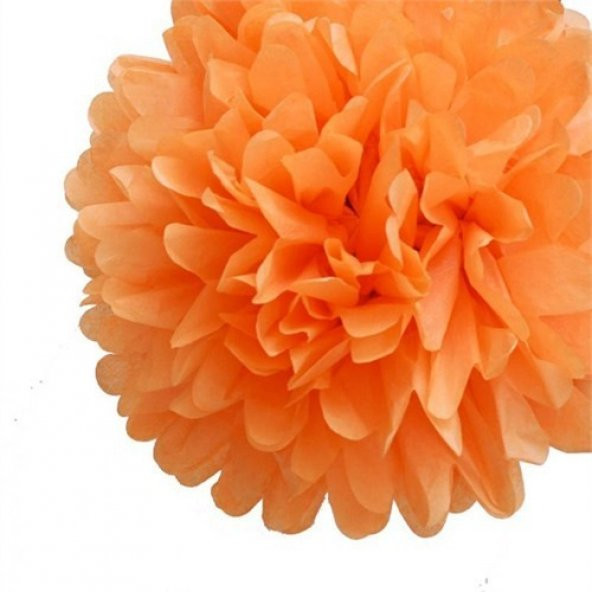 35 Cm Turuncu Renk Pelur Kağıt Ponpon Çiçek Asma Süs 1 Adet