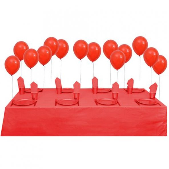 25 Kişilik Kırmızı Parti Set Kırmızı Doğum Günü Seti