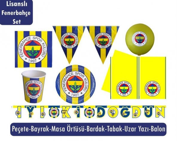 Full Paket 8 Kişilik Fenerbahçe Parti Seti Fenerbahçe Doğum Günü