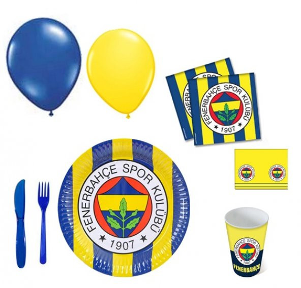 16 Kişilik Fenerbahçe Parti Seti Sarı Kanarya Doğum Günü Seti