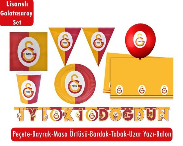 16 Kişilik Galatasaray Parti Seti Galatasaray Doğum Günü Paketi