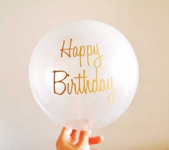 İçi Görünen Şeffaf Happy Birthday Baskılı Balon 100 Adet