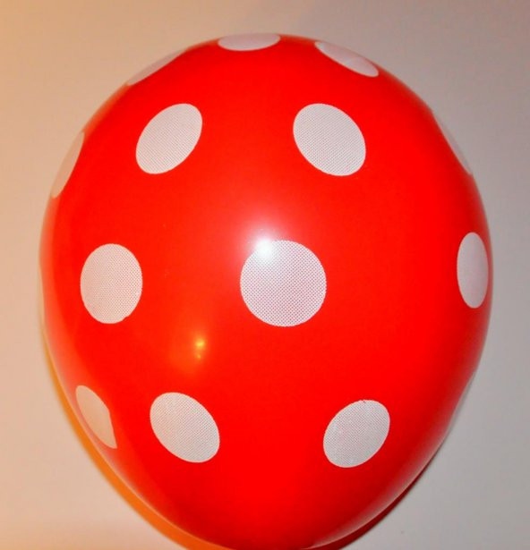 100 Adet Kırmızı Puantiyeli Balon Kırmızı Beyaz Puantiyeli Balon