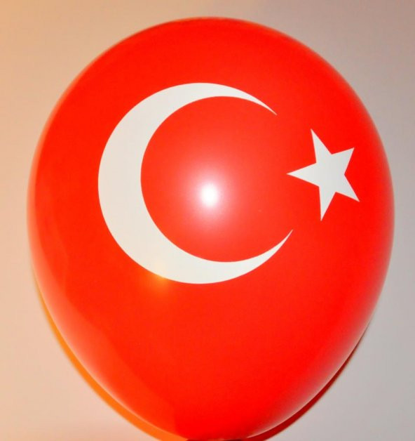 100 Adet Türk Bayrağı Balon Ay Yıldız Kırmızı Renk Balon