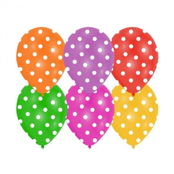 Karışık Renk Puantiyeli Balon 100 Adet